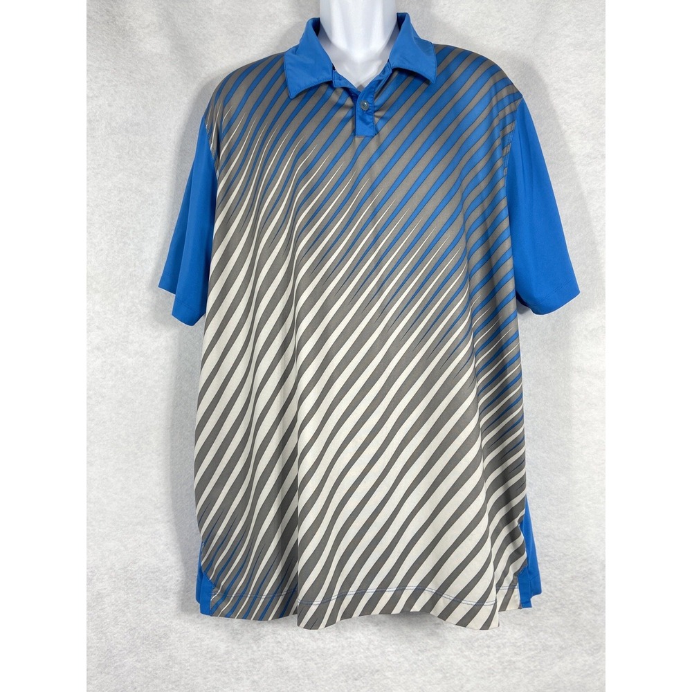 Nike Golf Polo Shirt Mens XL Blue Gray Tour Performance Short Sleeve Striped